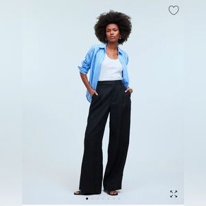 NWT Madewell Harlow Wide-Leg Pants in 100% Black Linen